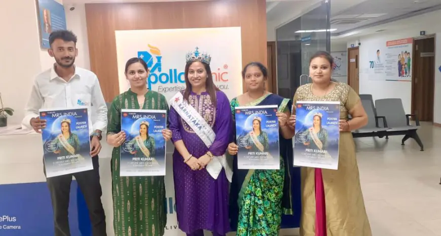 Mrs. Karnataka 2024 Priti Kumari Unveils Forever Mrs India 2025 Poster at Apollo Clinic, Kadugodi