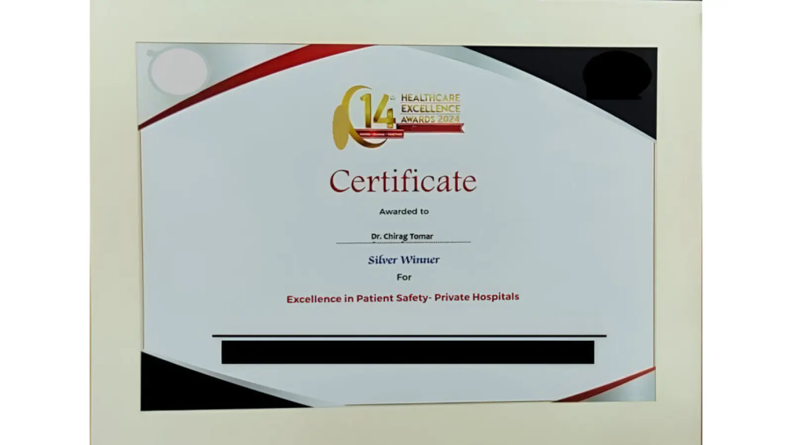 Dr. Chirag Tomar Honored with International Healthcare Excellence Award 2024 in the USA