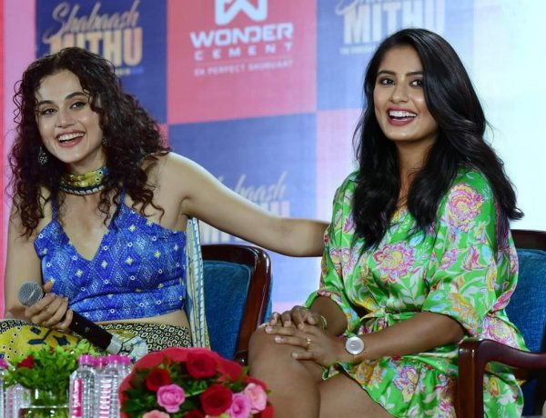 Cricketer Mithali Raj and Bollywood actress Taapsee promote their upcoming film Shabaash Mithu in Jaipur