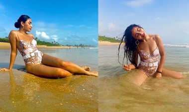 Oo La La! Khatija's floral swimsuit instantly makes our midblues go afloat