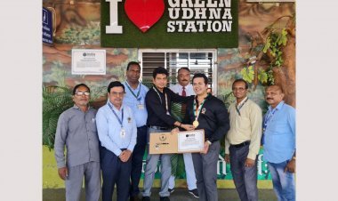 Udhna Railway station adopted by Green Man Viral Desai enters the India Book of Records as a unique Green Railway station