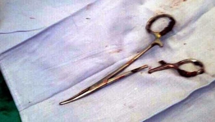 During the operation, the doctors had left the scissors in the stomach