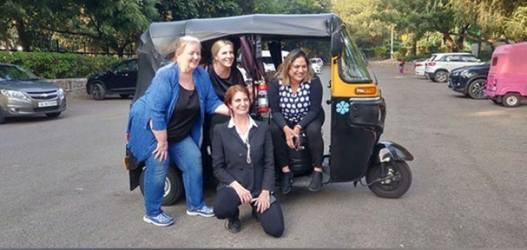 American diplomat driving auto to office in Delhi