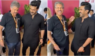 Anand Mahindra Learns Naatu Naatu Hook Step from Ram Charan in Viral Video