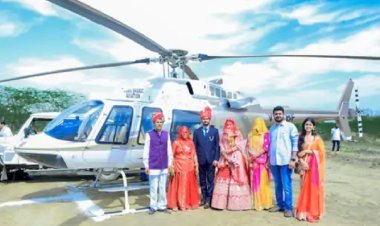 Rajasthan farmer's son makes grand entrance with bride in helicopter