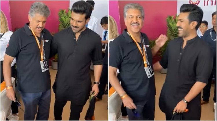 Anand Mahindra Learns Naatu Naatu Hook Step from Ram Charan in Viral Video