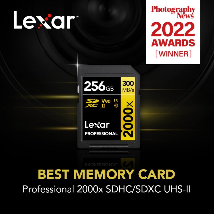 Lexar Professional 2000x SDHC/ SDXC UHS-II wins Photography News 2022 "Best Memory Card" Awards