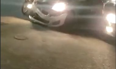 Auto rider woman and man fell on the road due to car collision