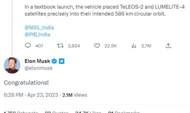 Musk congratulated on the successful launch of ISRO