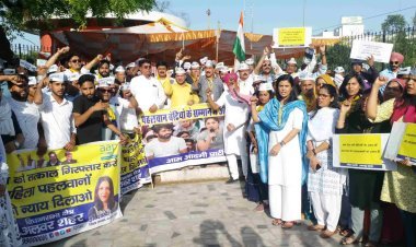 AAP took out a foot march in Jaipur in support of wrestlers