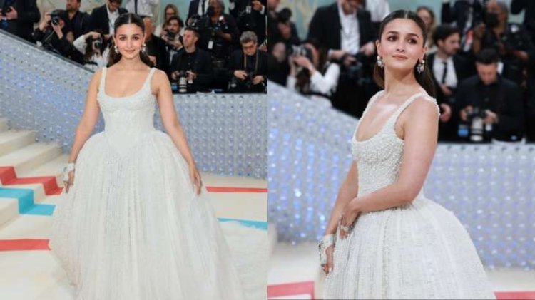 Alia Bhatt landed on the carpet of Met Gala wearing a white gown, fans said - angel came from the sky