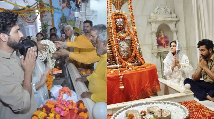 Vicky-Sara reached Lucknow for the promotion of Sara Ali Khan 'Zara Hatke Zara Bachke', paid obeisance at Hanuman Setu temple