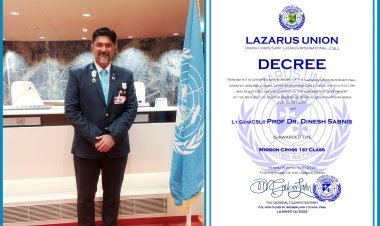 Lazarus Union bestows “Mission Cross of the Lazarus Union- 1st Class” to Dr.Dinesh Sabnis, Commander in Chief & Ambassador of CSLI-India