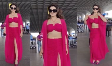 Urvashi Rautela Makes a Striking Entrance at Mumbai Airport in Mesmerizing Magenta-Pink Attire