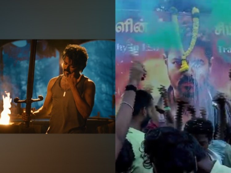 Thalapathy Vijay's Fans Celebrate 'Leo' Trailer Release with Enthusiasm