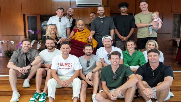 Amidst the World Cup, New Zealand players along with their families met religious leader Dalai Lama