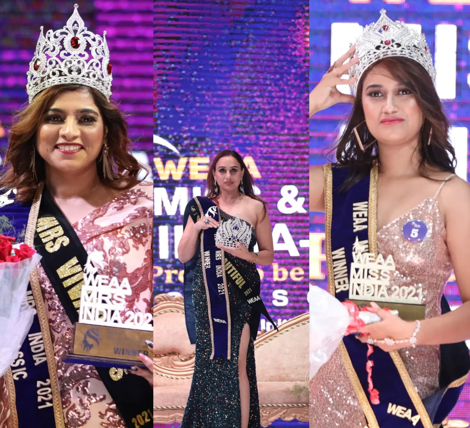 Disha Karmakar became Weaa Miss India 2021, Swastika first runner up and Maroonmai was the second runner up