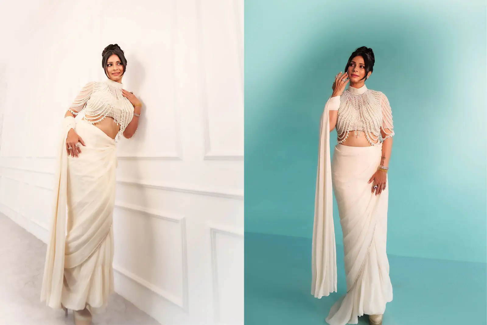 Tanishaa Mukerji is your ultimate alluring beauty in a classic white ensemble outfit, is a pro at channeling her inner angelic energy