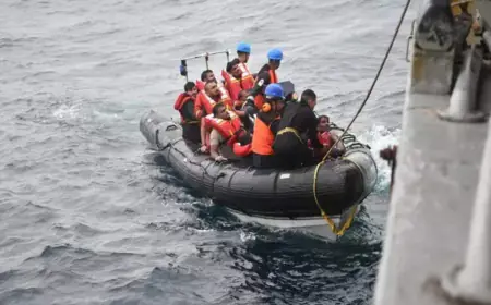 8 Indians rescued from the ship overturned off the Oman coast reached the shore; body of one recovered; search for four still on