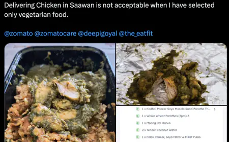 User ordered vegetarian food in Sawan; Chicken spinach was delivered, the company apologized when the matter heated up
