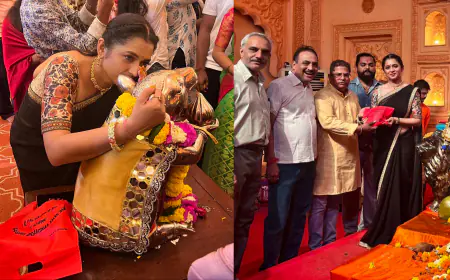 Actress Ekta Tiwari Visits Andhericha Raja to Seek Blessings
