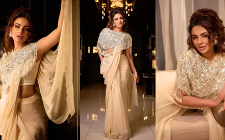Seerat Kapoor Revives 80s Glamour with a Modern Twist: Ethnic Cape, Crop Top, and Draped Saree Ensemble Worth 1 Lakh