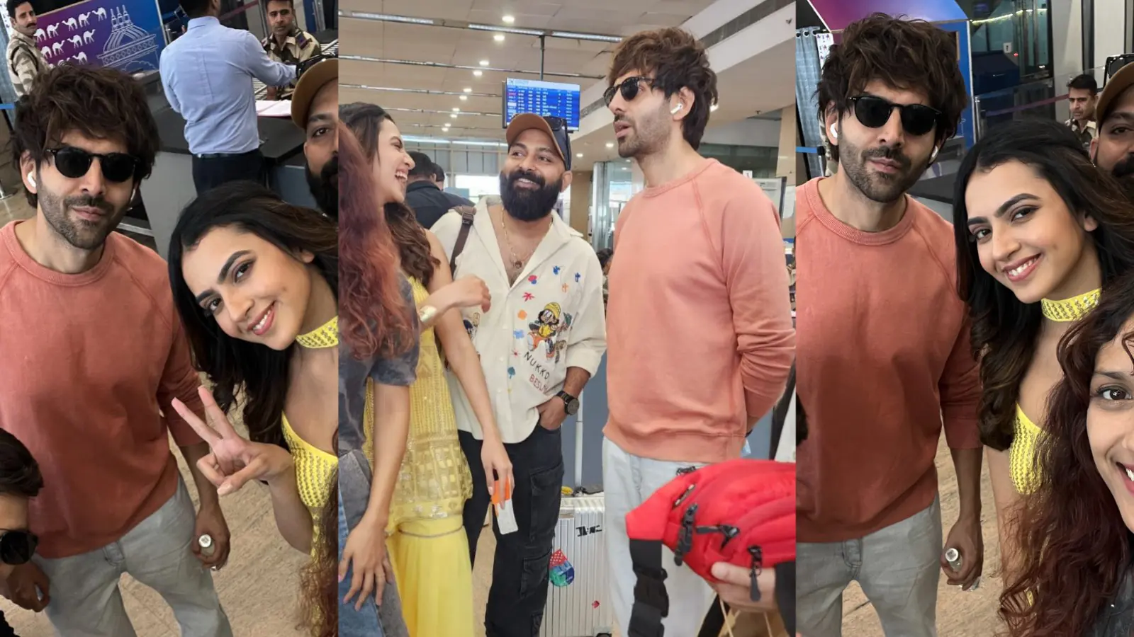 Actress Kashika Kapoor And Kartik Aaryan Bump Into Each Other At Jaipur Airport Duo Shares Laughter And This Bollywood Crossover is unmissable