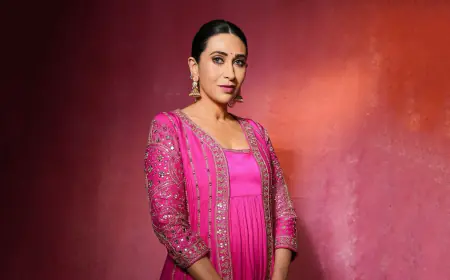 Karisma Kapoor Stuns in Vibrant Rani Pink Desi Look: Perfect Festive Fashion Inspiration!