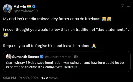 'Leave my father,' Ashwin's reaction to the insulting statement, appeals to stop the bad tradition