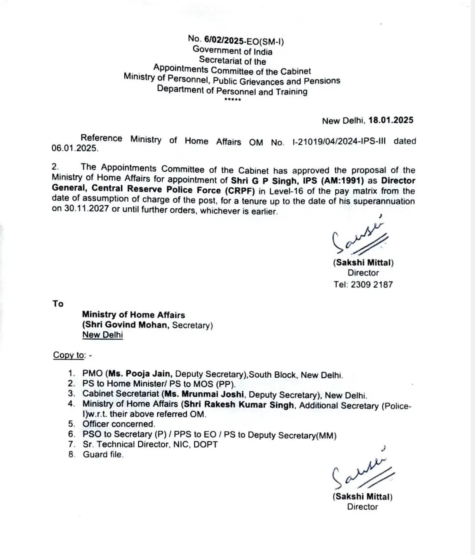 Final seal on the name of the new Director General of CRPF, responsibility given to Assam DGP GP Singh
