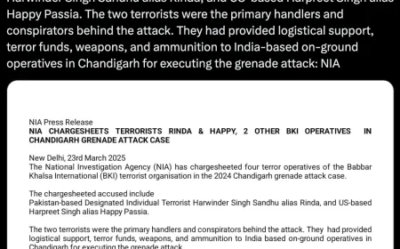 Chandigarh grenade attack: NIA filed chargesheet against 4 Babbar Khalsa terrorists, names of main conspirators included