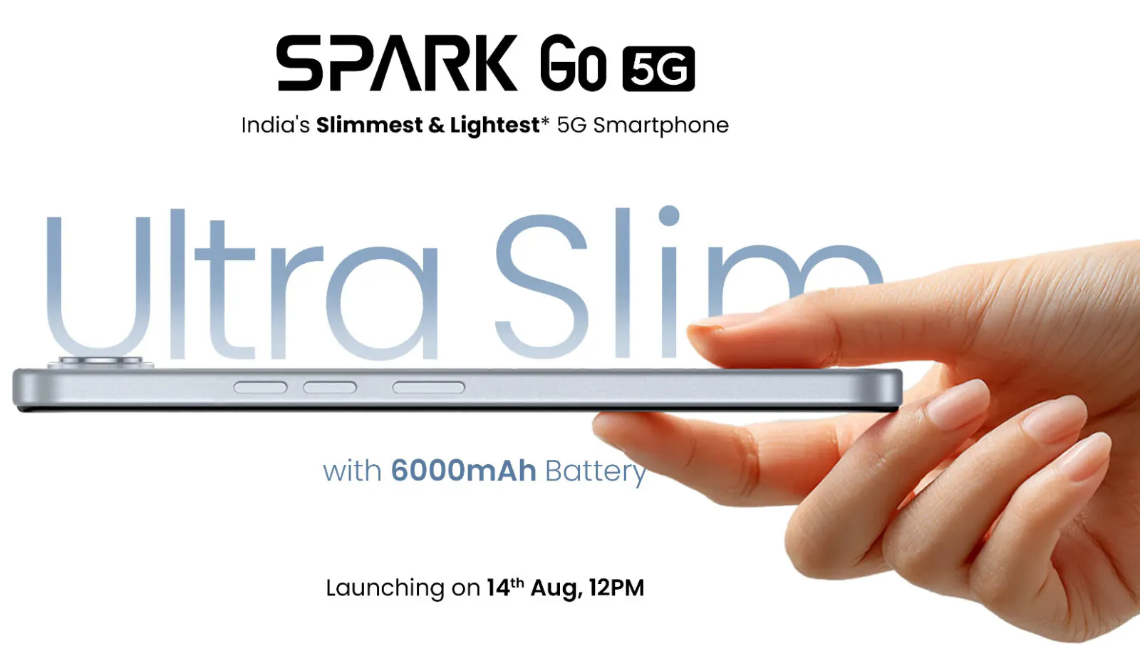 Tecno Spark Go 5G's thinnest and lightest 5G smartphone, also a big 6000mAh battery