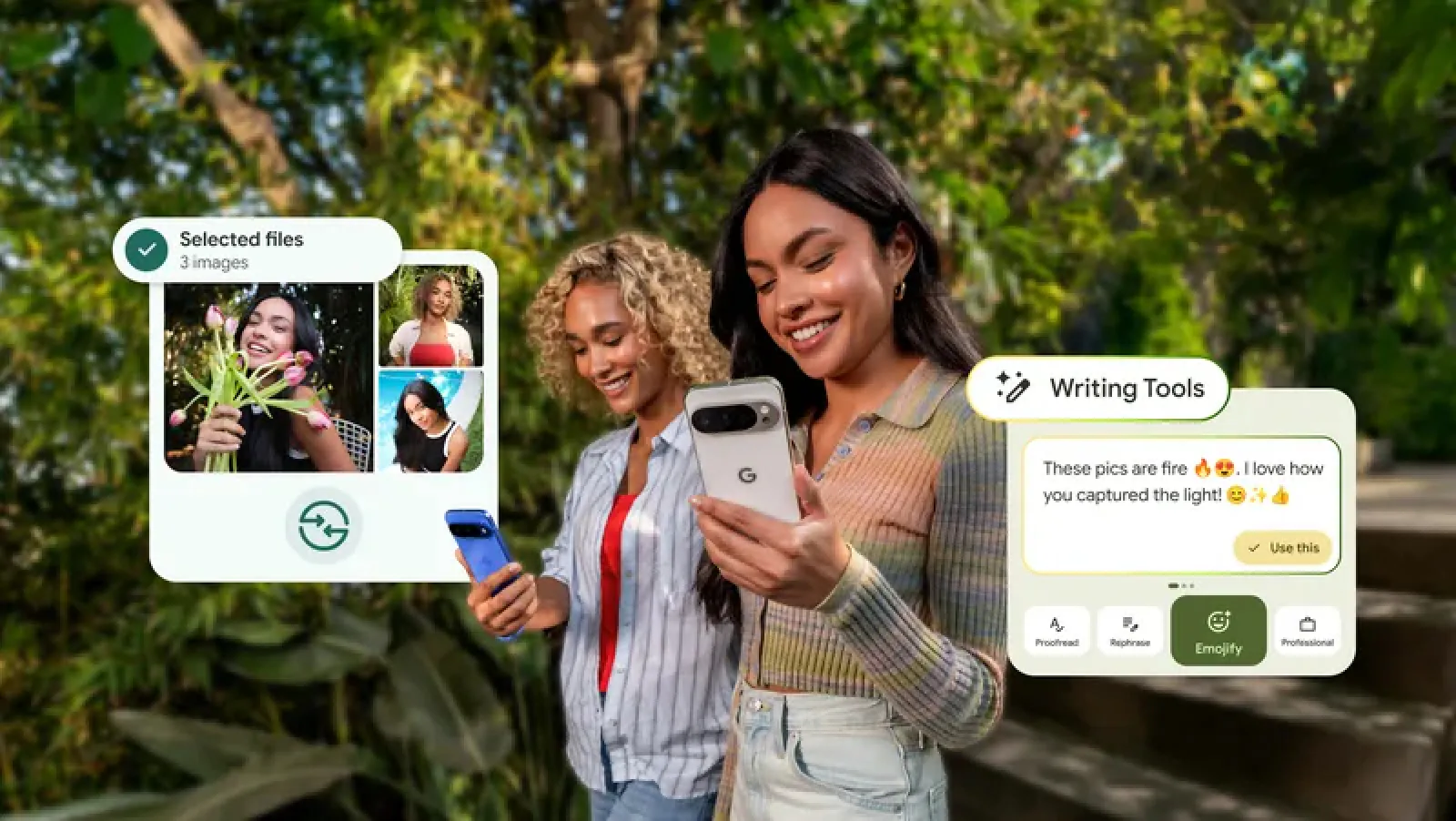 Google upgrades Android, gets advanced writing tools, emoji features, and file-sharing features