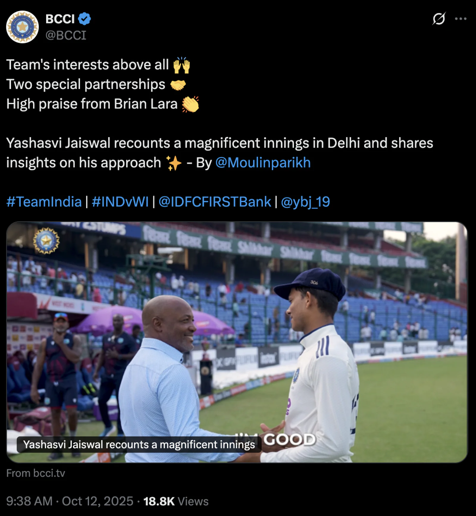 "Don’t Smash Them So Much," Brian Lara Tells Yashasvi Jaiswal After Dominant Knock