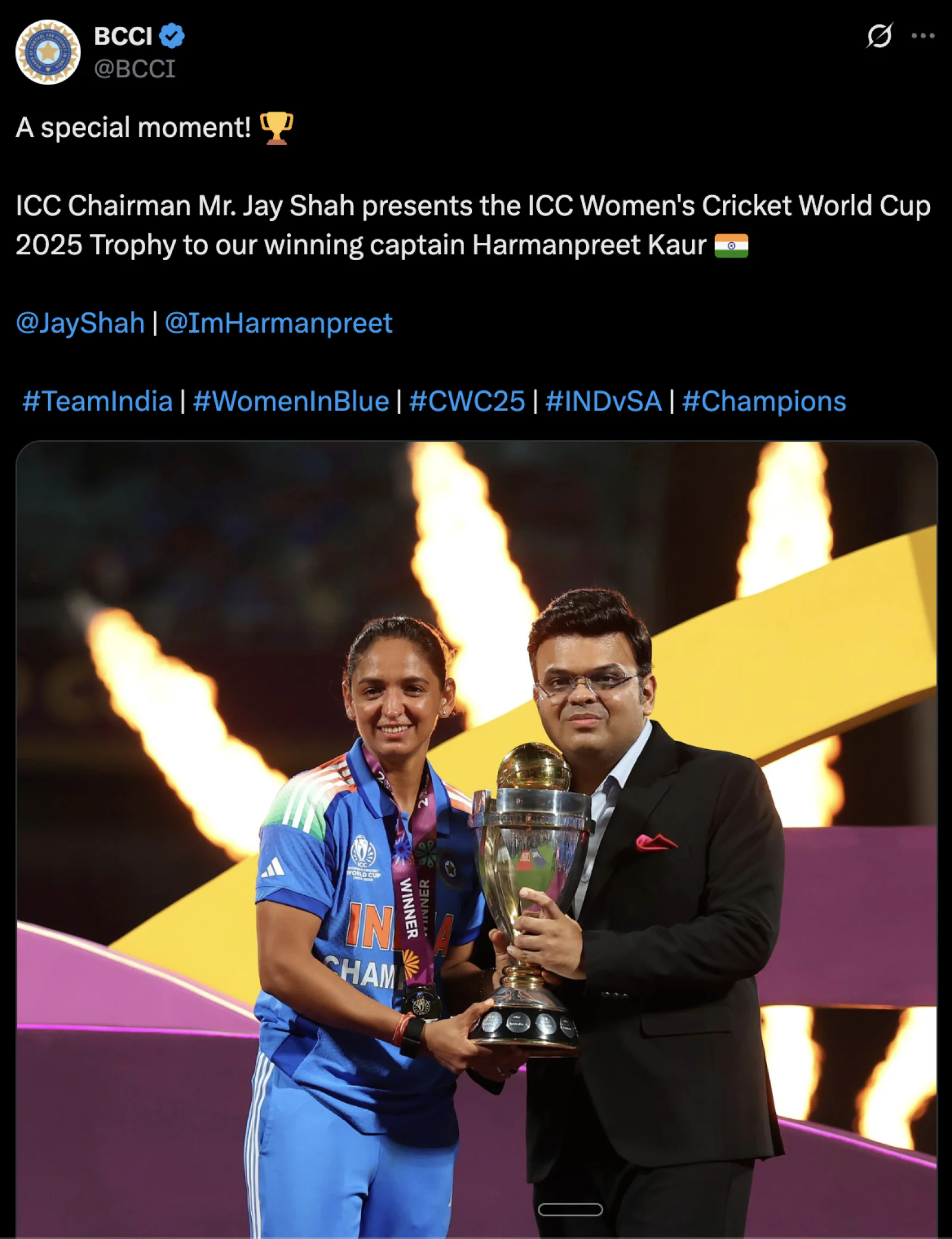 BCCI Announces Record ₹51 Crore Reward for India’s Women’s World Cup Champions