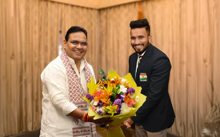 Indian Team Athlete Rohit Jangid Meets Rajasthan CM Bhajan Lal Sharma in Jaipur