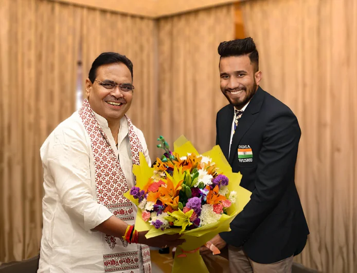 Indian Team Athlete Rohit Jangid Meets Rajasthan CM Bhajan Lal Sharma in Jaipur