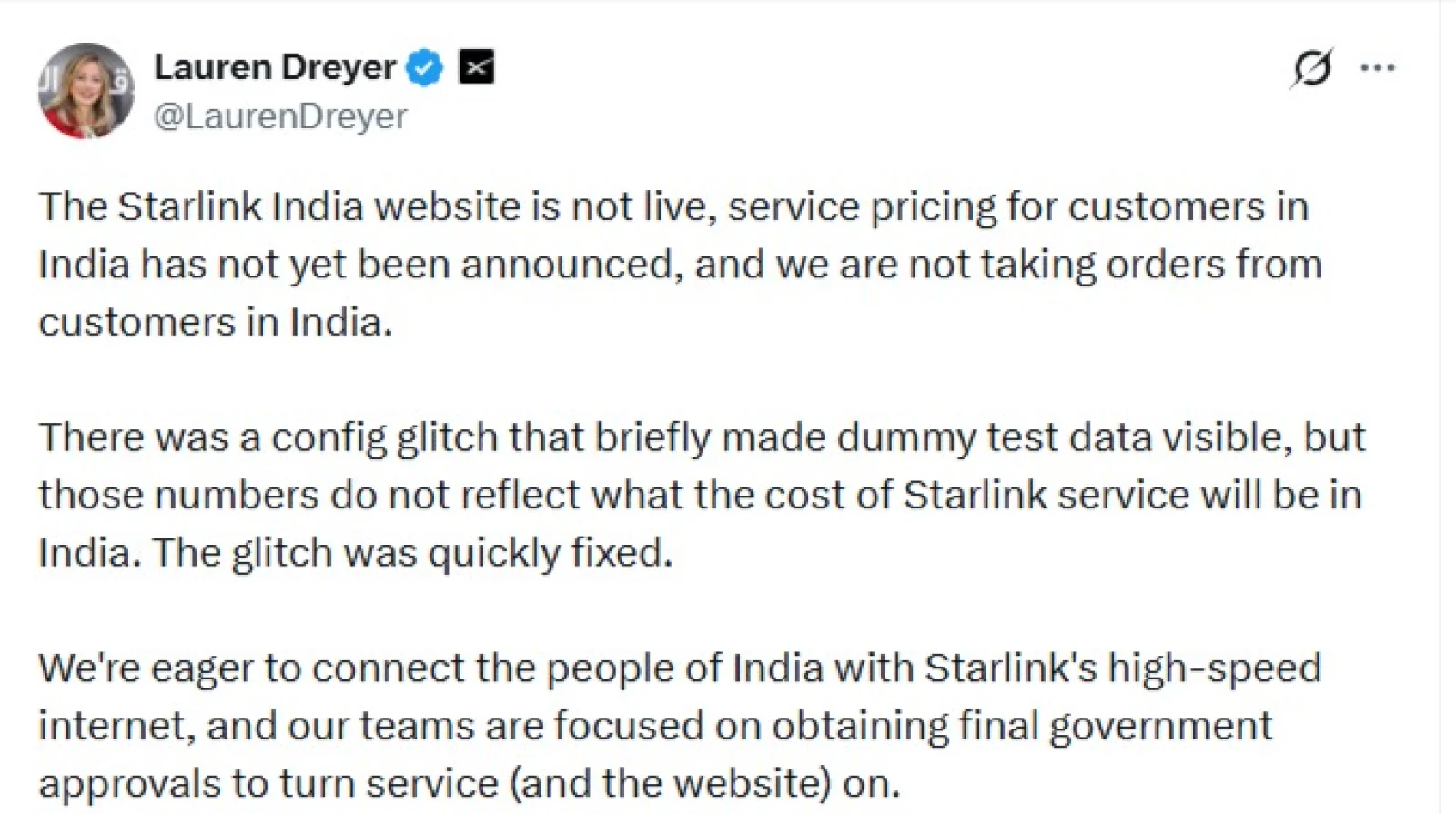 Starlink India Website Goes Live Briefly; Company Says Prices Were ‘Placeholder Data’