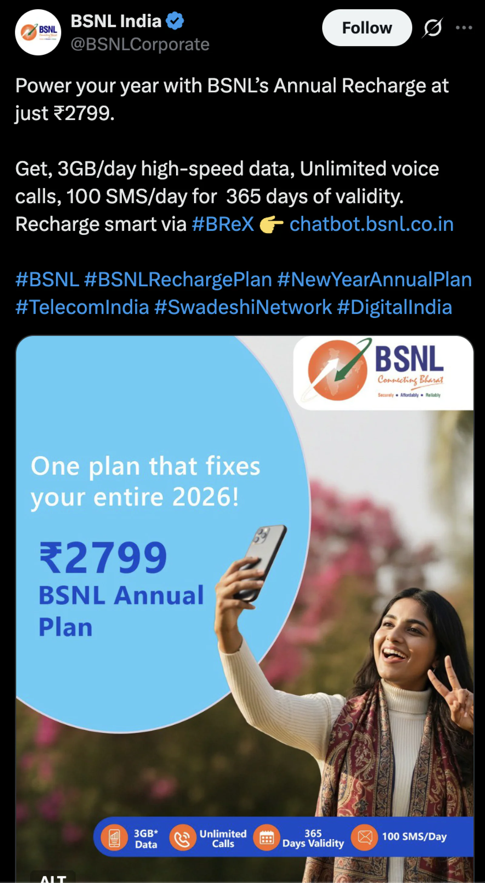 BSNL Launches ₹2799 Annual Plan with 3GB Daily Data and Unlimited Calling