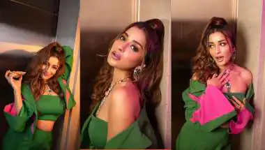 Nyrraa M Banerji's Green Ensemble Draws Online Fashion Attention