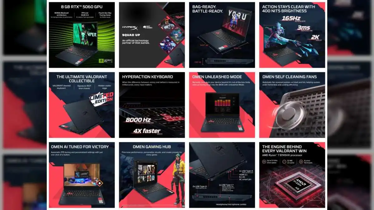 HyperX OMEN 16 VALORANT Edition: AMD Ryzen 9 9955HX, RTX 5070, 8000Hz Keyboard at ₹2,24,999 in India